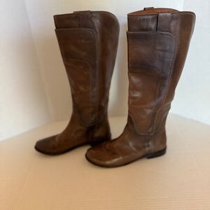 FRYE Paige Distressed Brown Leather Tall Riding Boots Women's 6.5 Boho Western